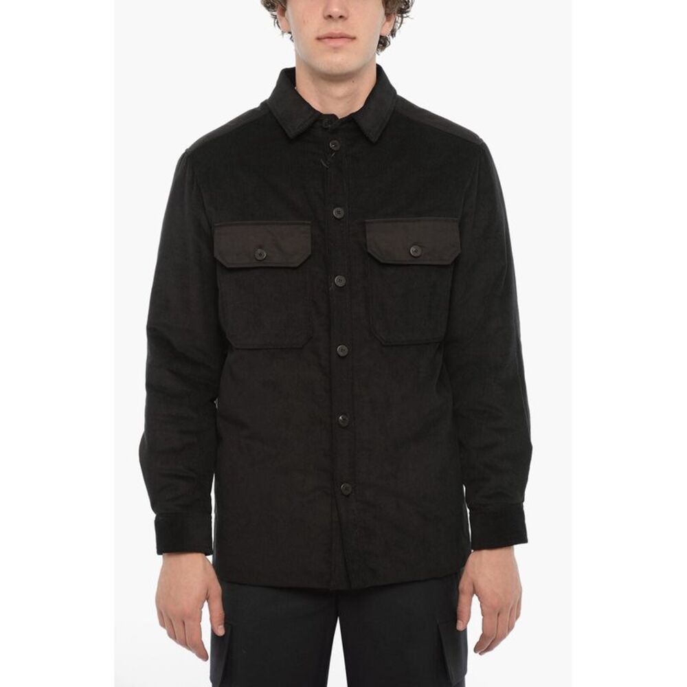 Ribbed Velour Overshirt with Quilted Back Insert